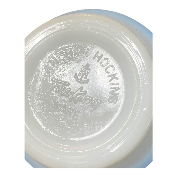 Vintage 6 piece fire king by anchor hocking blue mosaic stacking cups - Picture 9 of 14